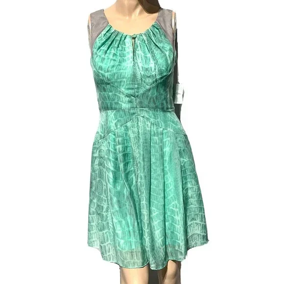 Jessica Simpson | Dresses | Jessica Simpson Dress Size 6 Fit Flare Mint  Green Croc Print Cutout Back Nwt | Poshmark